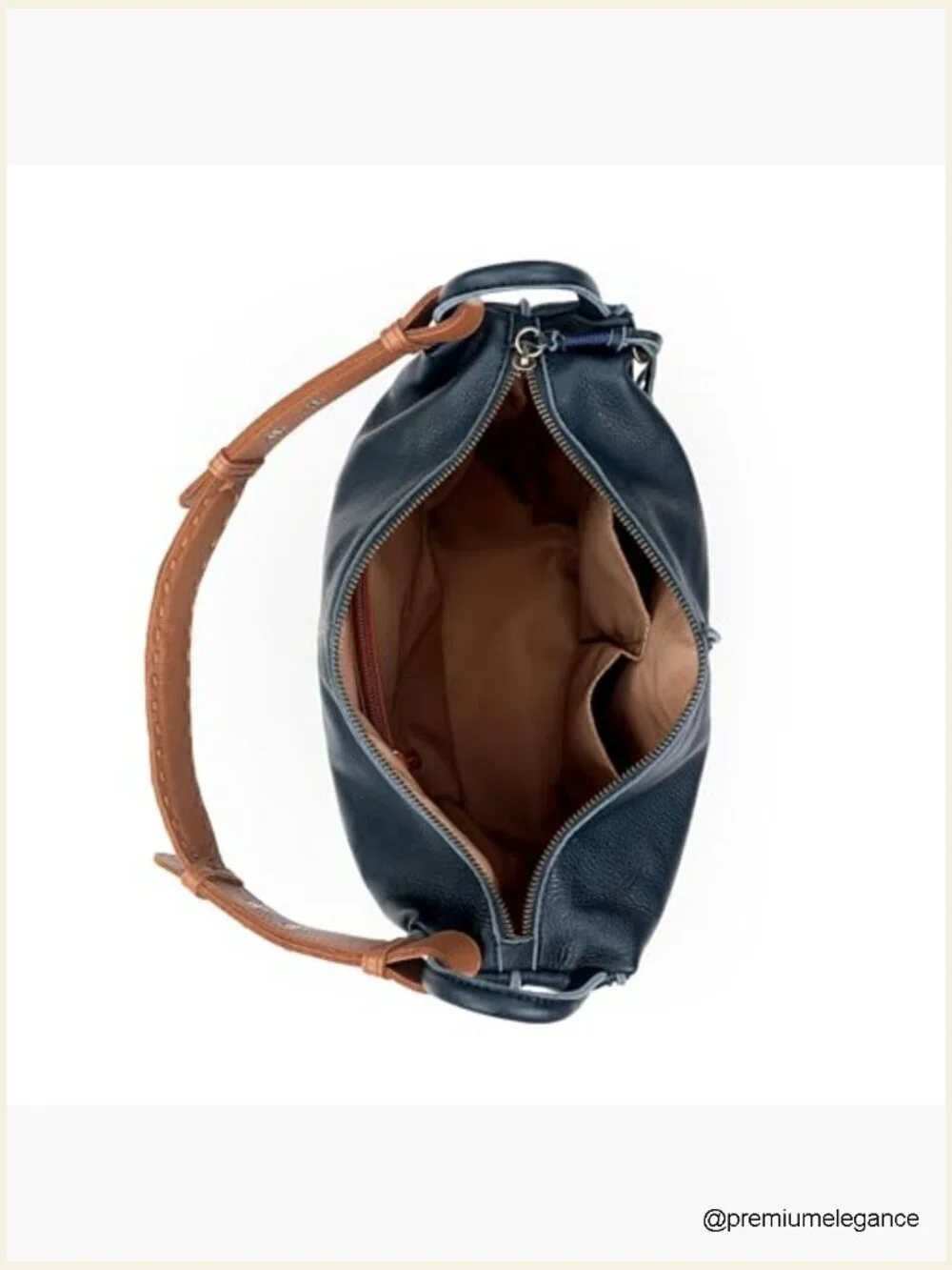 Large Hobo Purse - Premium Leather Handbag with Zipper Pocket